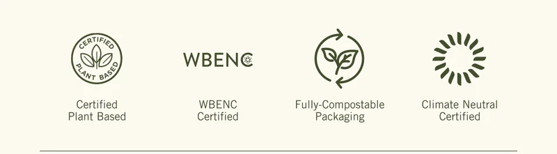 Certified Plant Based. WBE NC Certified. Fully-Compostable Packaging. Climate Neutral Certified.