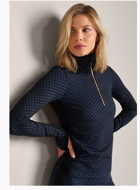 Apres Seamless Houndstooth 1/4 Zip