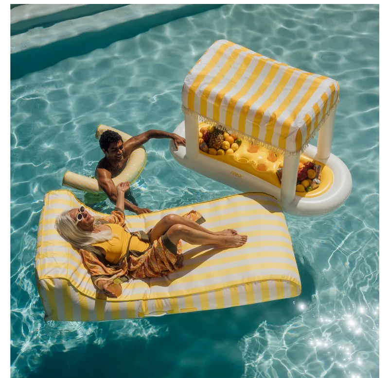 Fabric Covered Lounger with a Cabana Bar