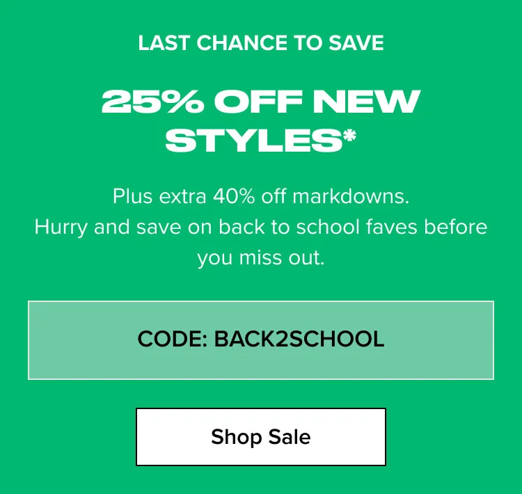 Shop Sale – CODE: BACK2SCHOOL