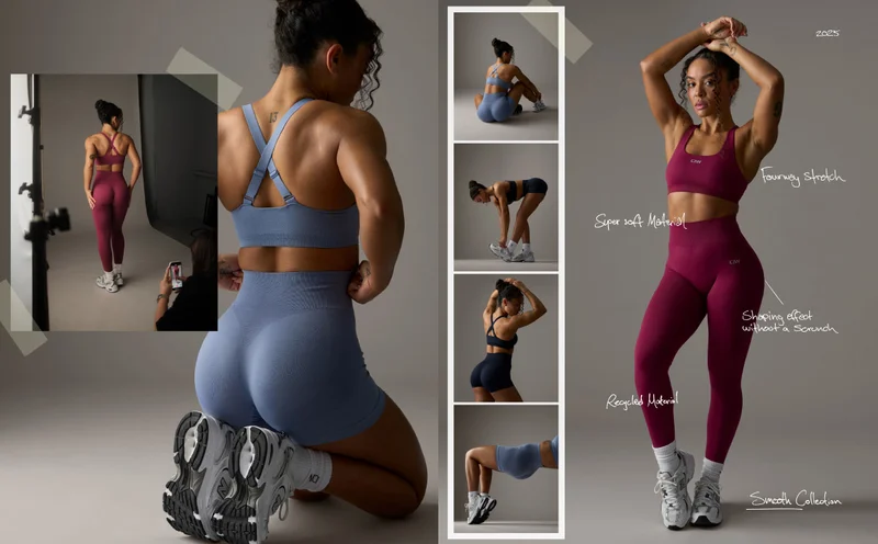 Smooth Seamless Midi Shorts Metal Blue