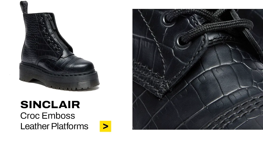 SINCLAIR CROC EMBOSS LEATHER PLATFORM BOOTS