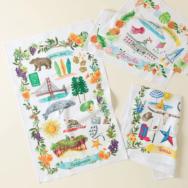 State Icons Dish Towel
