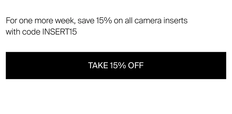 Final days to save 15% on all camera inserts with code INSERT15 and&nbsp;make any bag a camera bag.