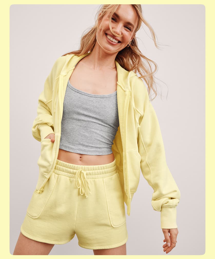 Cali Zip Up Hoodie in Washed Radiant Buttercup