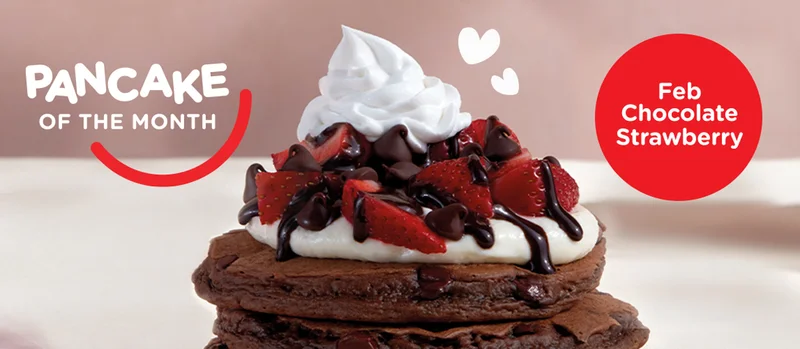 Pancake of the Month for February is Chocolate Strawberry