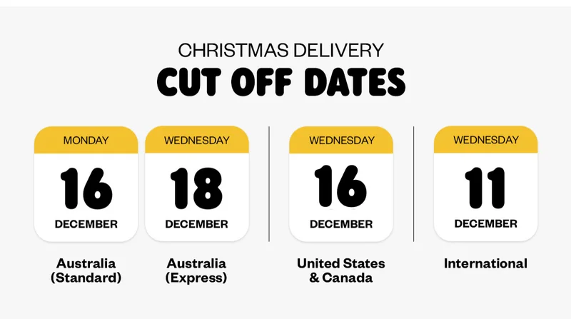 Christmas Delivery Cut off Dates