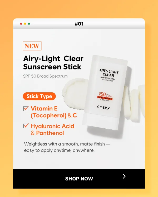 New Stick Type : Airy-Light Clear Sunscreen Stick