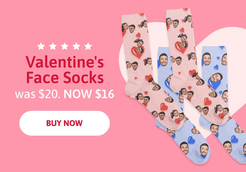 Valentine's Face Socks was $20. NOW $16