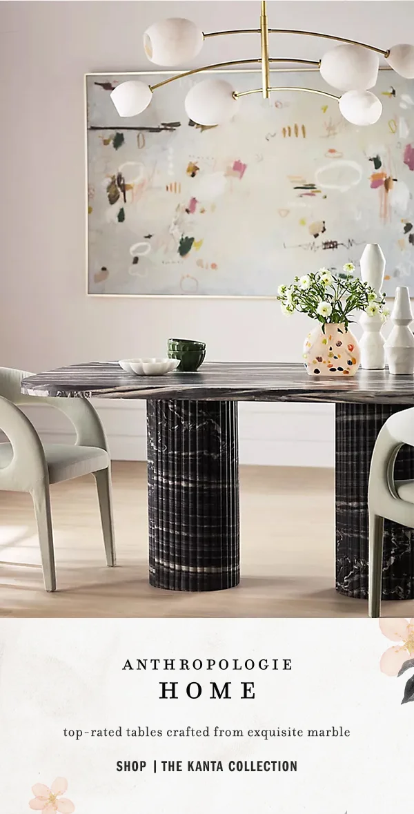 anthropologie home, top-rated tables crafted from exquisite marble, shop the kanta collection