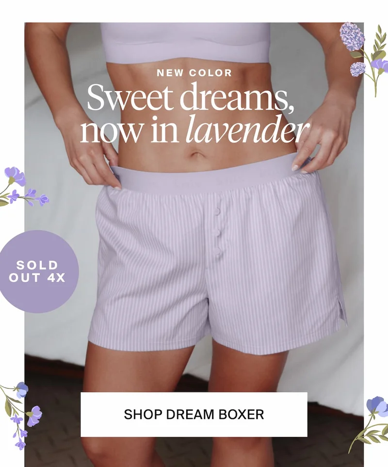 NEW COLOR Sweet Dreams now in lavender. Sold out 4x Shop Dream Boxer