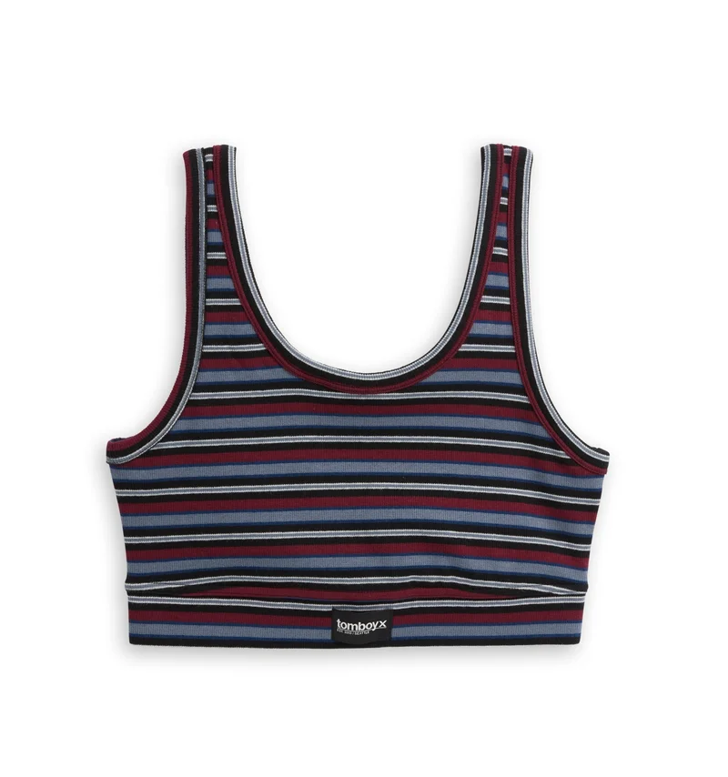 Image of Organic Cotton Rib Essentials Soft Bra - Nostalgic Stripe