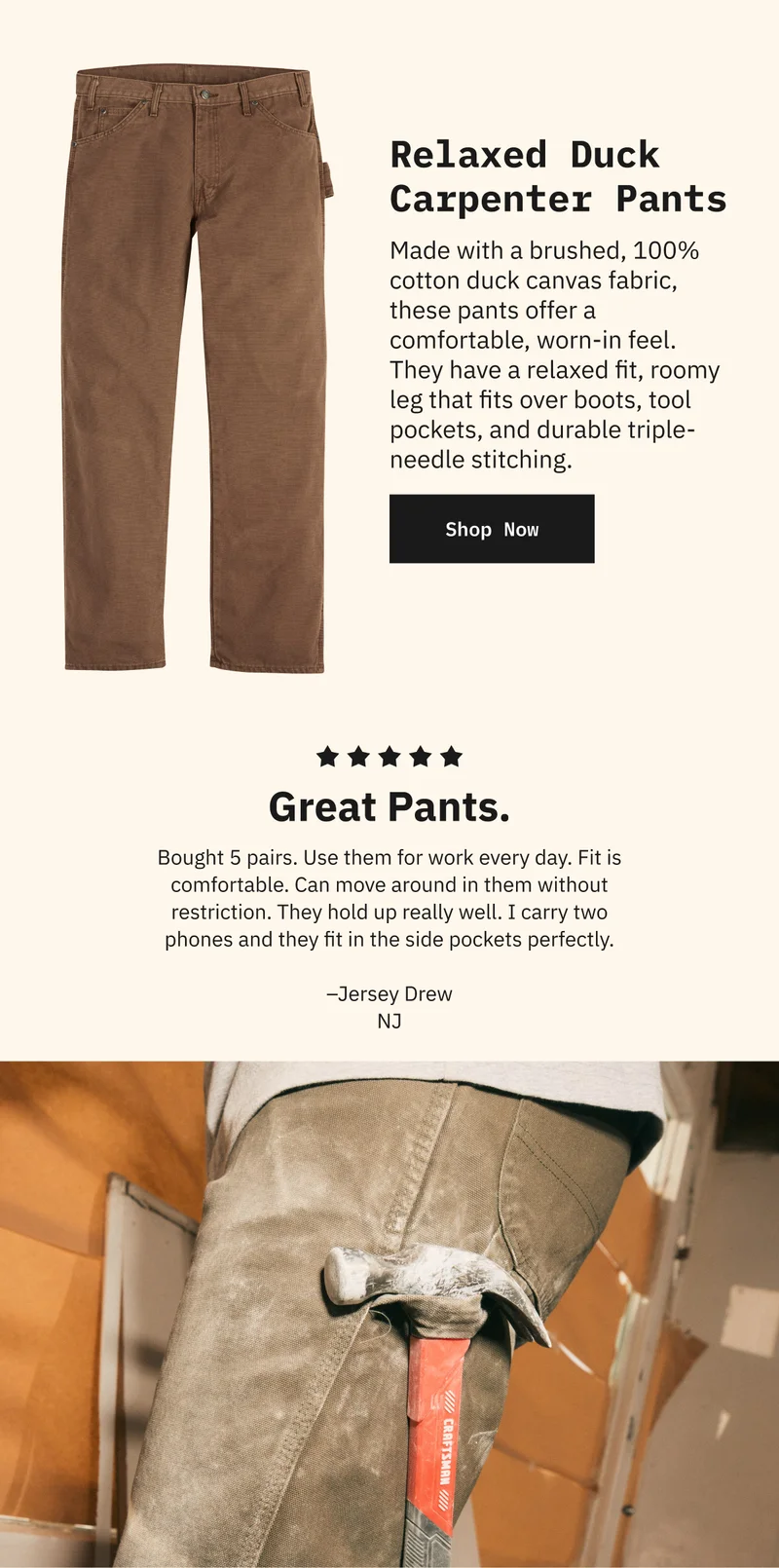 Relaxed Duck Carpenter Pants. Shop Now.