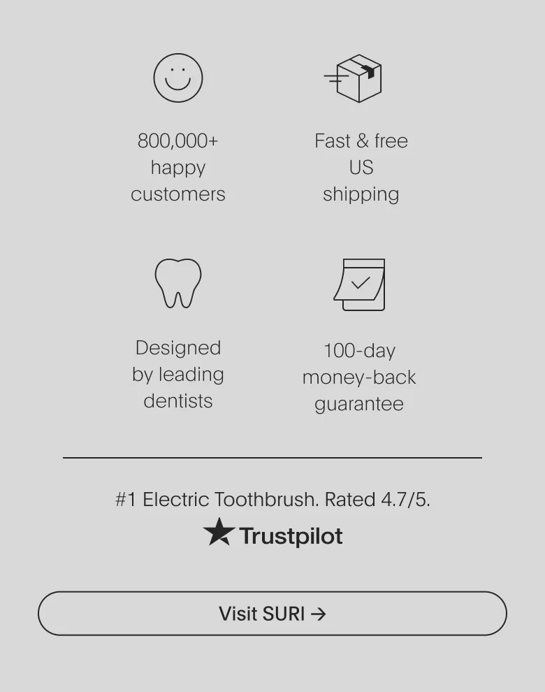 designed by leading dentists | 100-day money-back guarantee | 900,000+ happy customers | fast & free uk shipping - visit suri