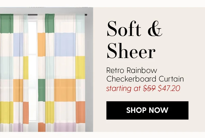 Retro Rainbow Checkerboard Curtain