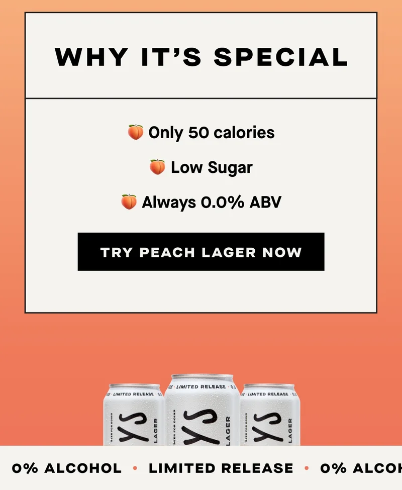 - Only 50 calories - Low Sugar - Always 0.0% ABV
