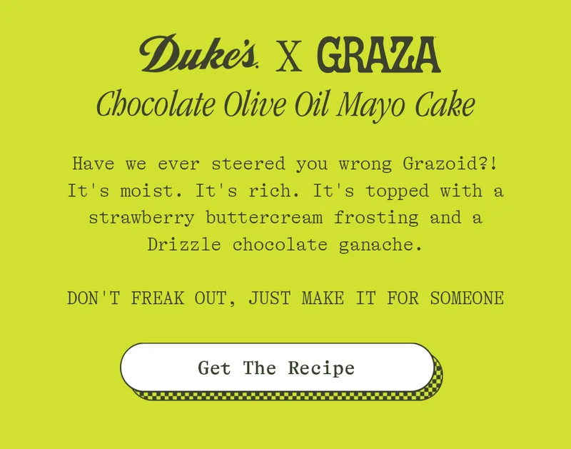 DUKE'S X GRAZA CHOCOLATE OLIVE OIL MAYO CAKE [GET THE RECIPE]
