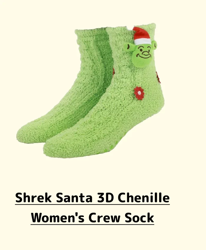 Shrek Santa 3D Chenille Women's Crew Sock