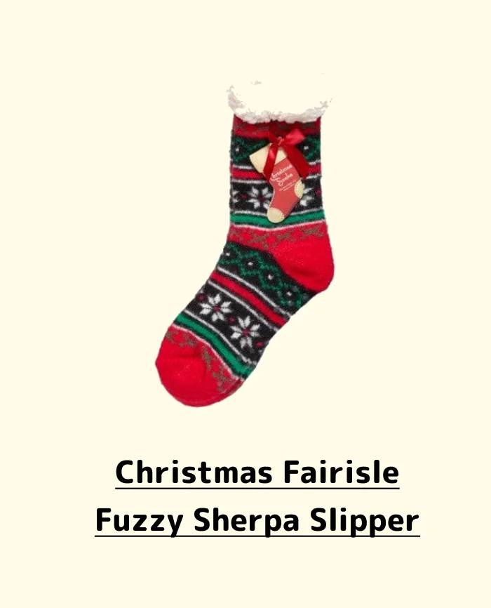 Christmas Fairisle Fuzzy Sherpa Slipper