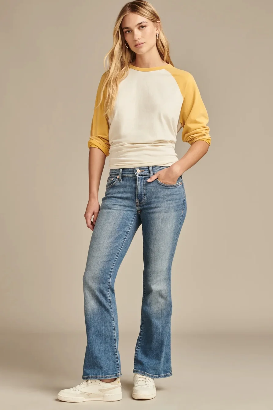 Image of Lucky Brand Mid Rise Sweet Flare - Women's Pants Denim Flare Flared Jeans in Something Sweet