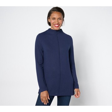 Denim & Co. Petite Heavenly Jersey Mock Neck Tunic