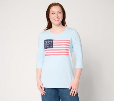 Liberty Belles by Kim Gravel TripleLuxe Knit American Woman Flag Tee