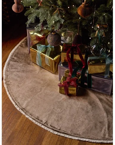 Brandis Velvet Tree Skirt-Taupe