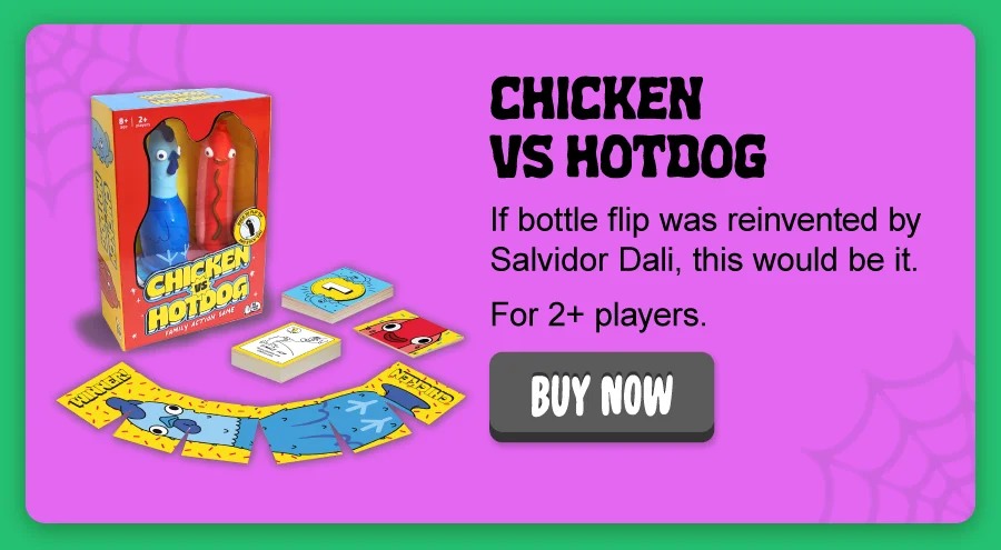 Chicken vs Hotdog: Can you guess what the ghost just doodled - and who the ghost was? For 3–6 players.