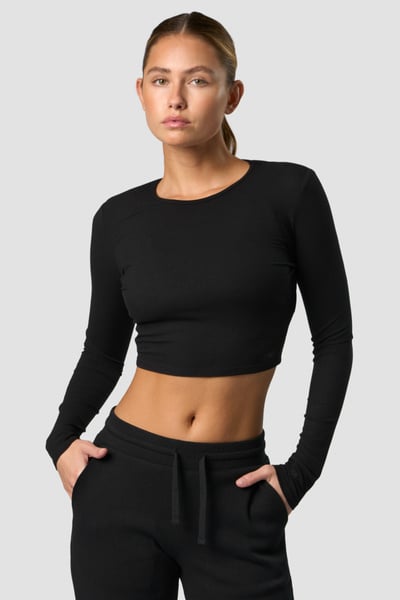 Image of Recharge Cropped Long Sleeve Wmn Black
