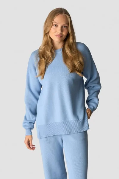 Image of Soft Knit Oversized Crewneck Light Blue