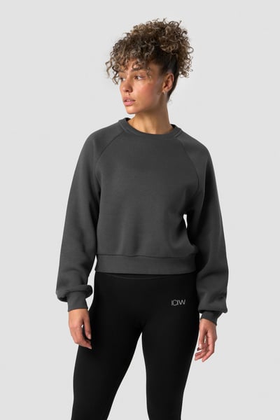 Image of Everyday Cropped Crewneck Dark Grey