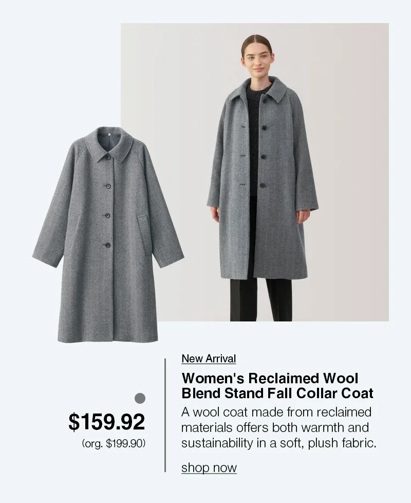 Shop Women's Reclaimed Wool Blend Stand Fall Collar Coat