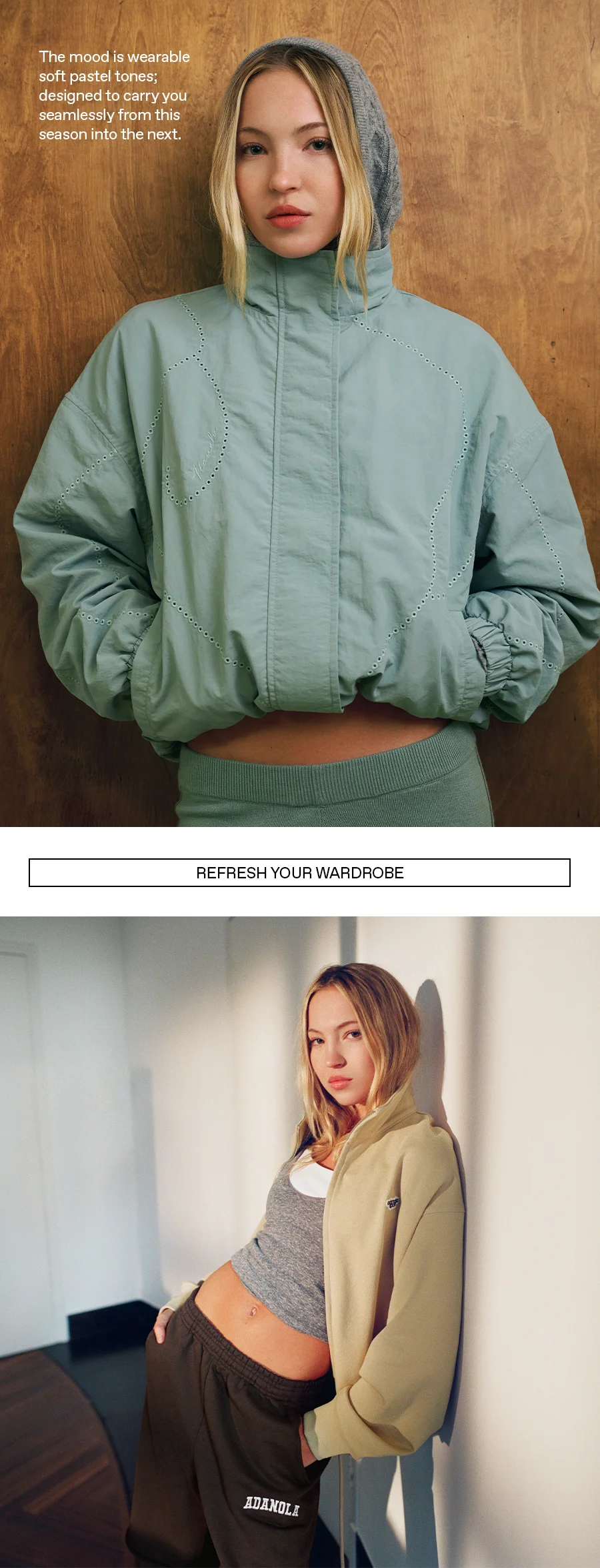 The mood is wearable soft pastel tones; designed to carry you seamlessly from this season into the next
