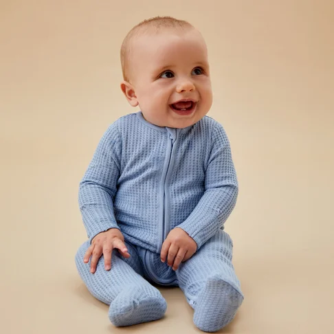 Sky Waffle Clever Zip Baby Pajamas