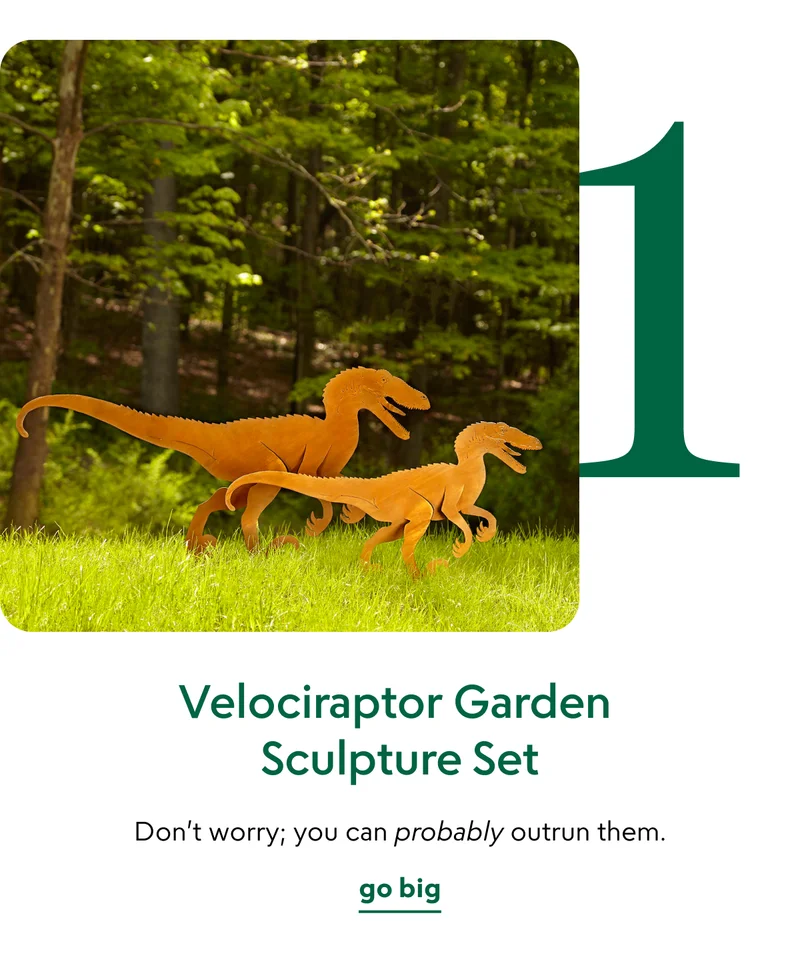 Velociraptor Garden Sculpture Set