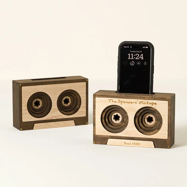 Wooden Mixtape Phone Amplifier