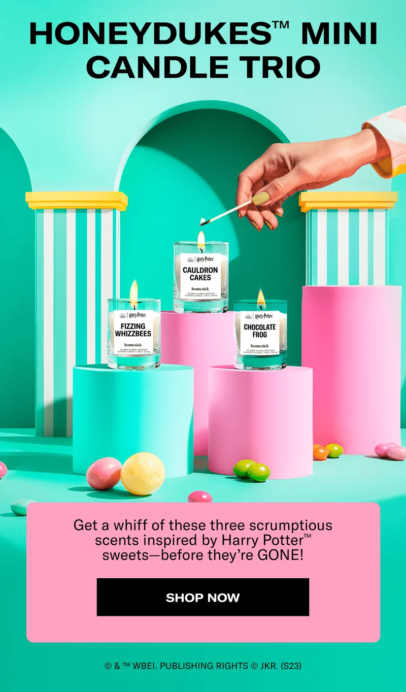 HONEYDUKES™ MINI CANDLE TRIO | Get a whiff of these three scrumptious scents inspired by Harry Potter™ sweets—before they’re GONE! | SHOP NOW