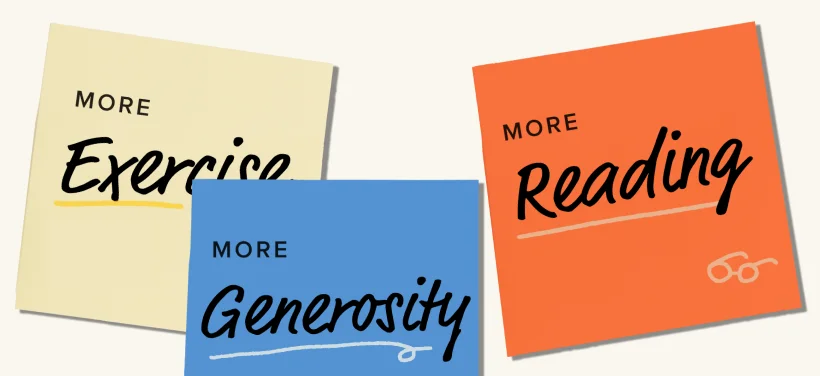 Sticky notes that say: