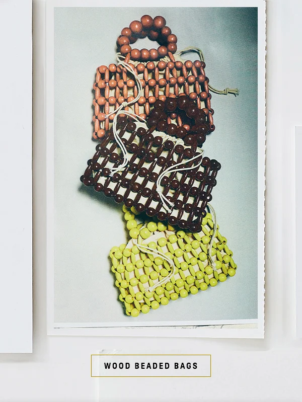 wood beaded bags