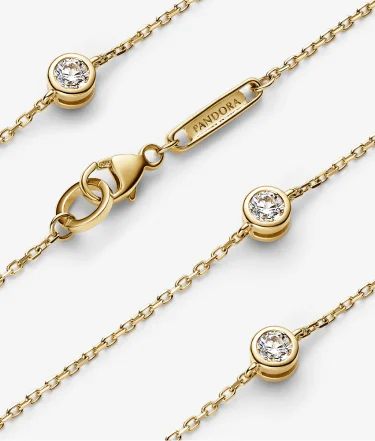 Pandora Era Bezel 14k Gold Lab-grown Diamond Station Necklace