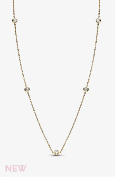 Pandora Era Bezel 14k Gold Lab-grown Diamond Station Necklace