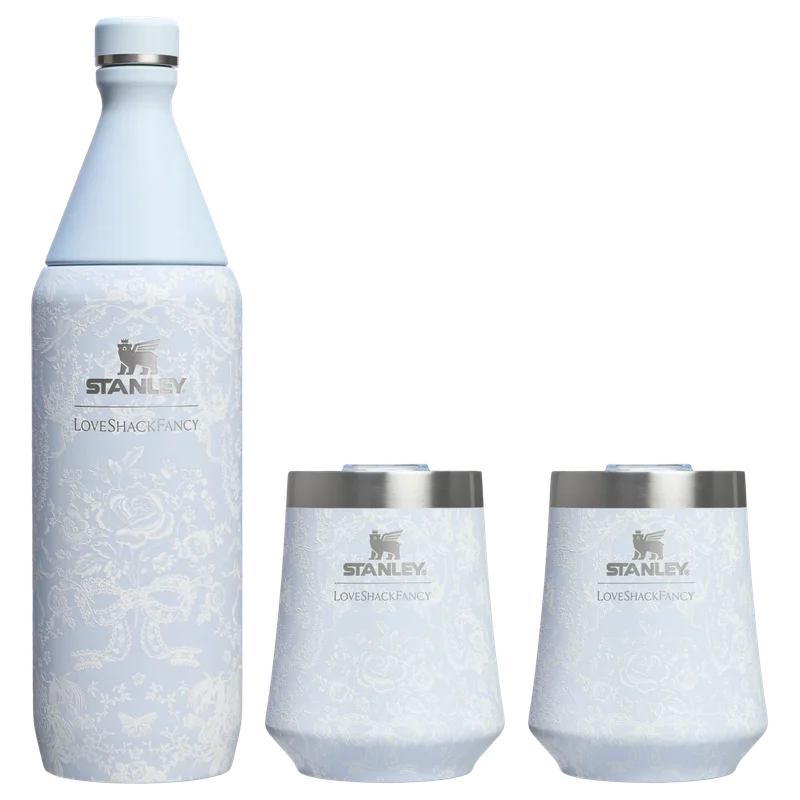 Image of Stanley 1913 x LoveShackFancy Holiday Reserve All Day Wine Set | 34 OZ | 11 OZ