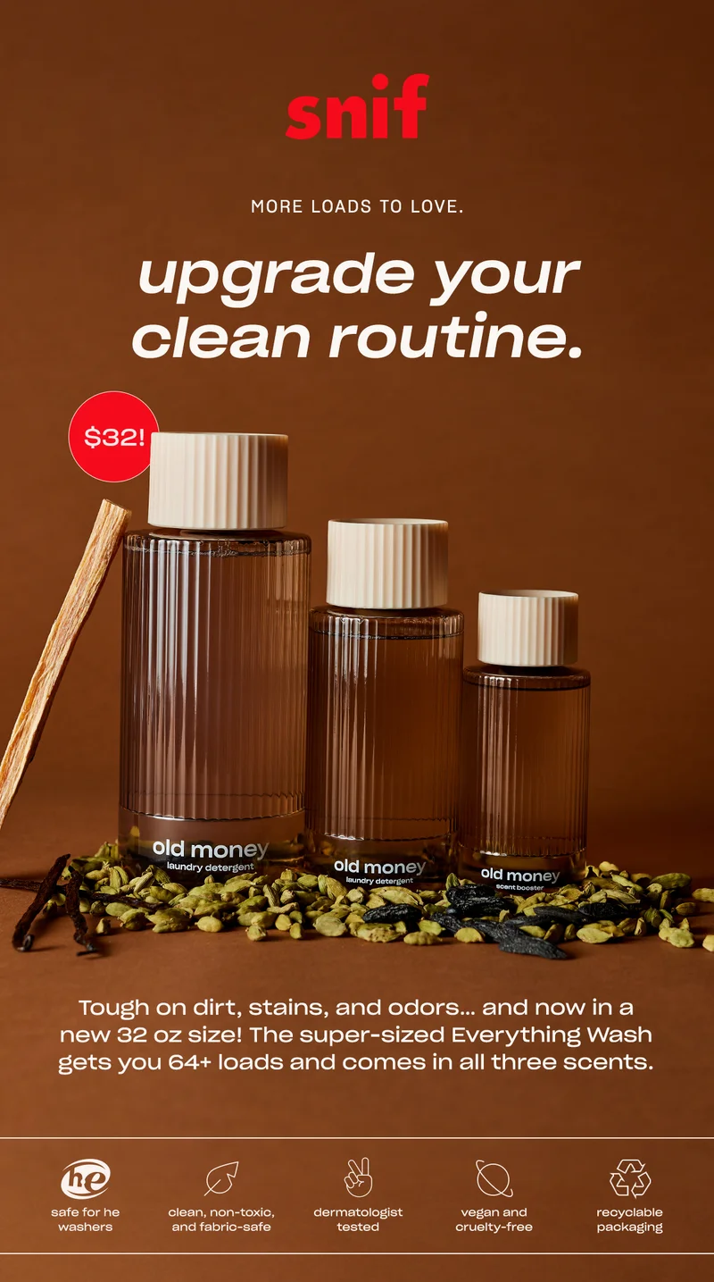 Tough on dirt, stains, and odors… and now in a new 32 oz size! The super-sized Everything Wash gets you 64+ loads and comes in all three scents.