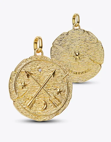 Front and back of crossed arrow Pandora Talisman