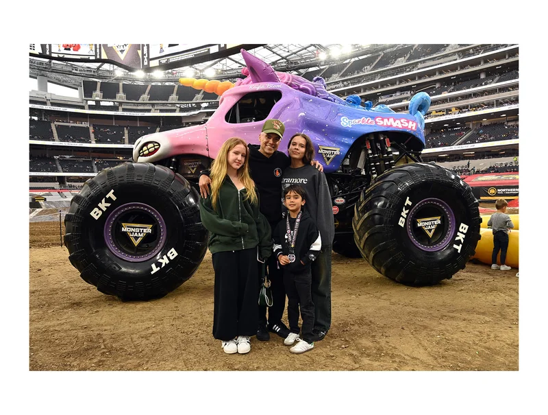 Cash Warren and family at a monster truck rally.