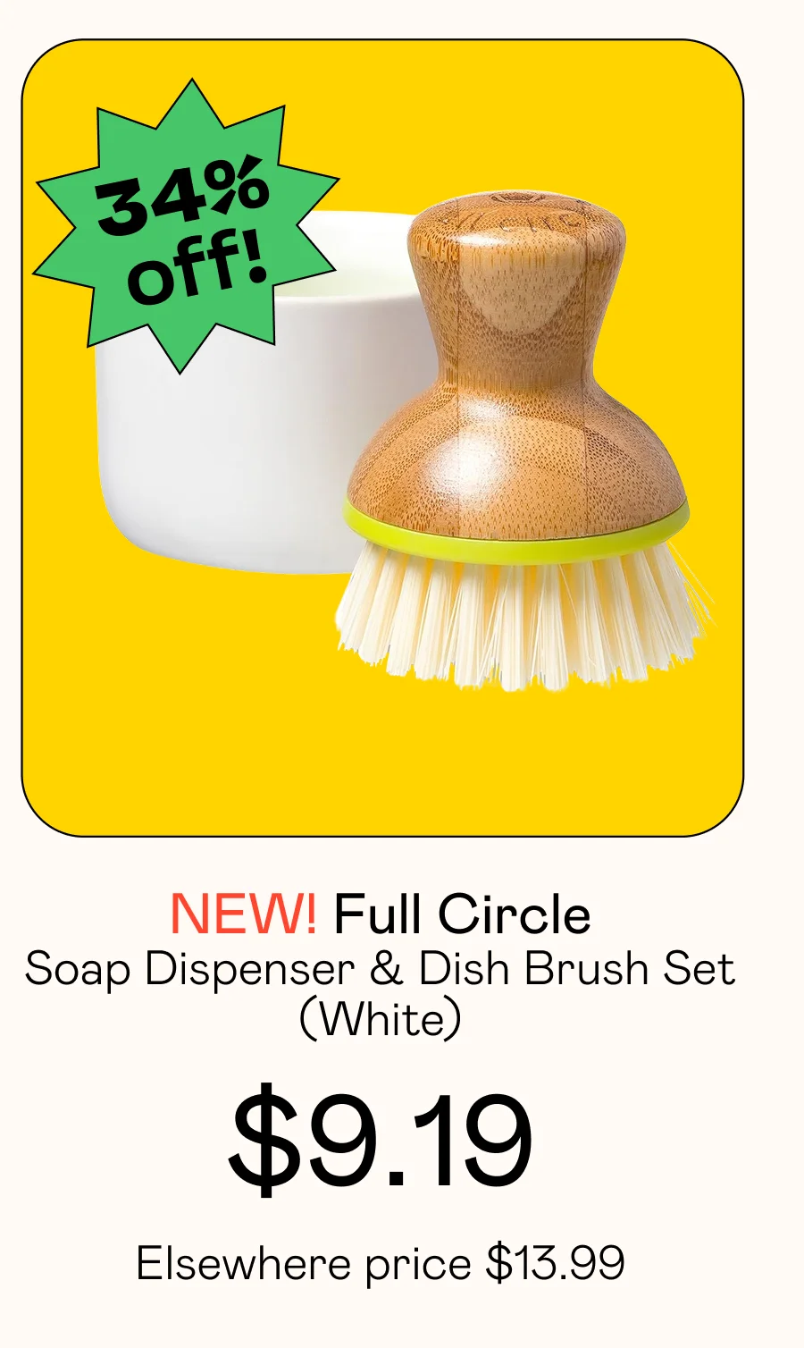 Soap Dispenser & Dish Brush Set - White