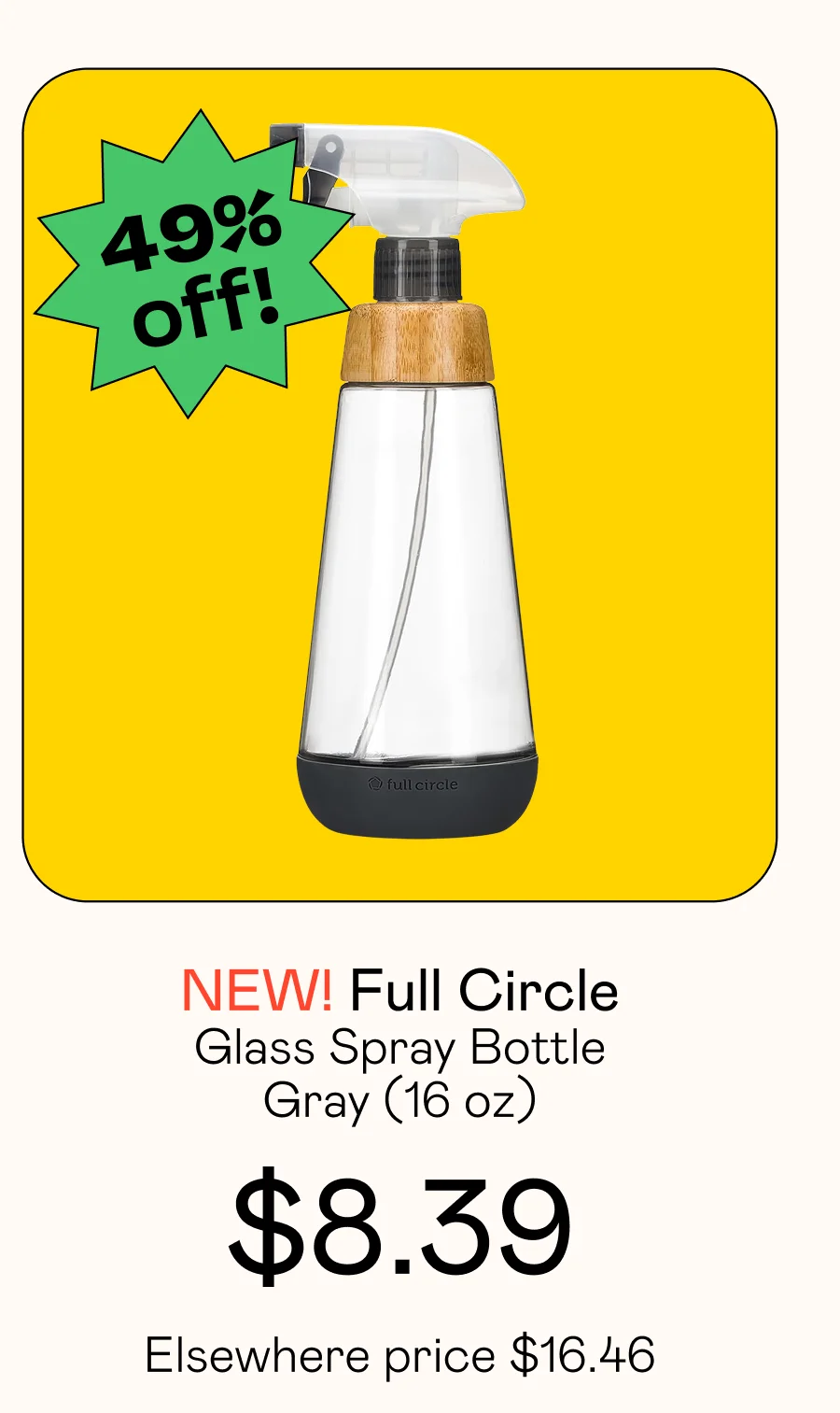 Glass Spray Bottle - Gray 16 oz