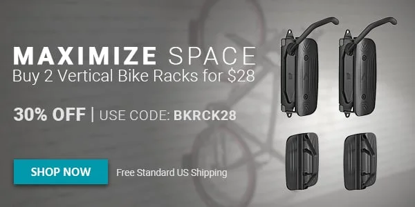 Maximize Space Buy 2 Vertical Bike Racks for $28 Up to 30% Off Use code: BKRCK28 Free Standard US Shipping Shop Now