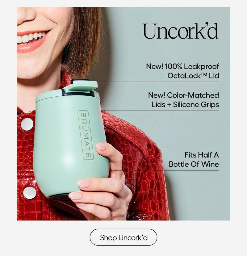 Uncork'd. NNew! 100% Leaproof OctaLock Lid, New! color-Matched Lids + Silicone Grips, Fits Half A Bottle Of Wine. - Shop Uncork'd