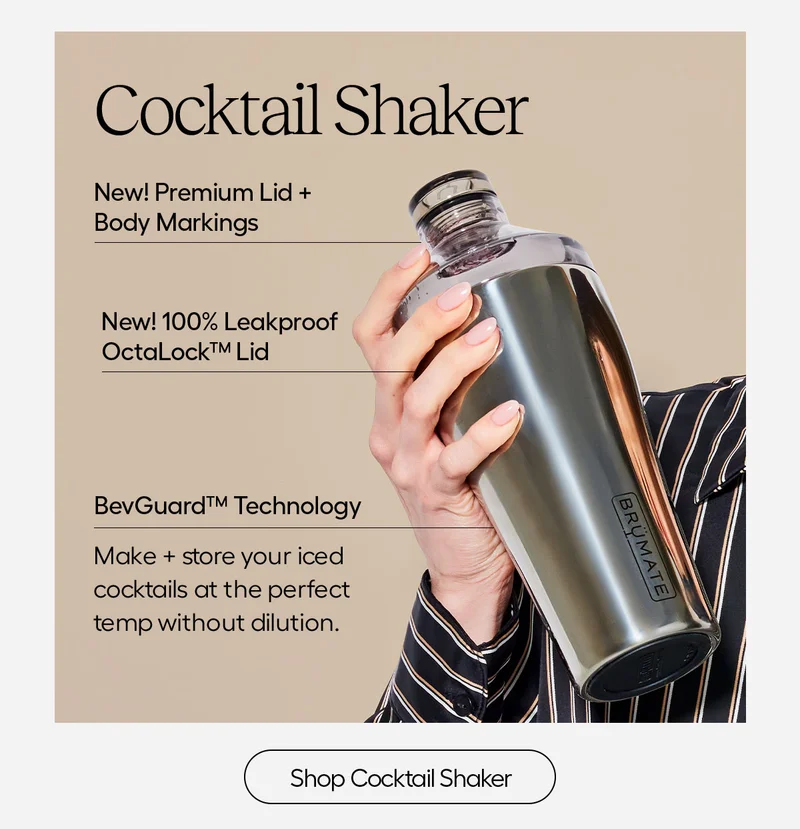 Cocktail Shaker: New! Premium Lid + Body Markings, New! 100% Leakproof OctaLock Lid, BevGuard Technology. Make + store your iced cocktails at the perfect temp without dilution. - Shop Cocktail Shaker